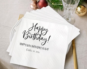 Personalized Birthday Napkins - Custom Cocktail Napkins, White Napkin, 2-Ply, Napkins for Men, Women,  30th Birthday Napkins