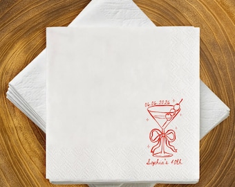 Custom Birthday Cocktail Napkins, 40Th Birthday Party Napkins, Happy Birthday Cocktail Napkins