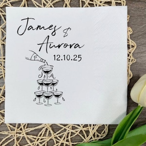 Custom Wedding Party Napkins, Wedding Reception Paper Napkins, Custom Wedding Cocktail Napkins, Champagne Cocktail Napkins