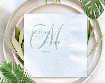 Personalized Wedding Monogram Napkins, Custom Wedding Party Napkins, Wedding Reception Napkins, Bridal Shower Napkins