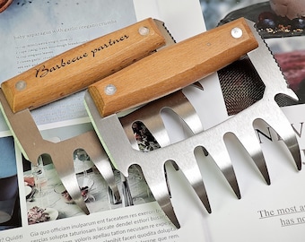 Custom Carved Wood Handle Meat Divider - BBQ Gift