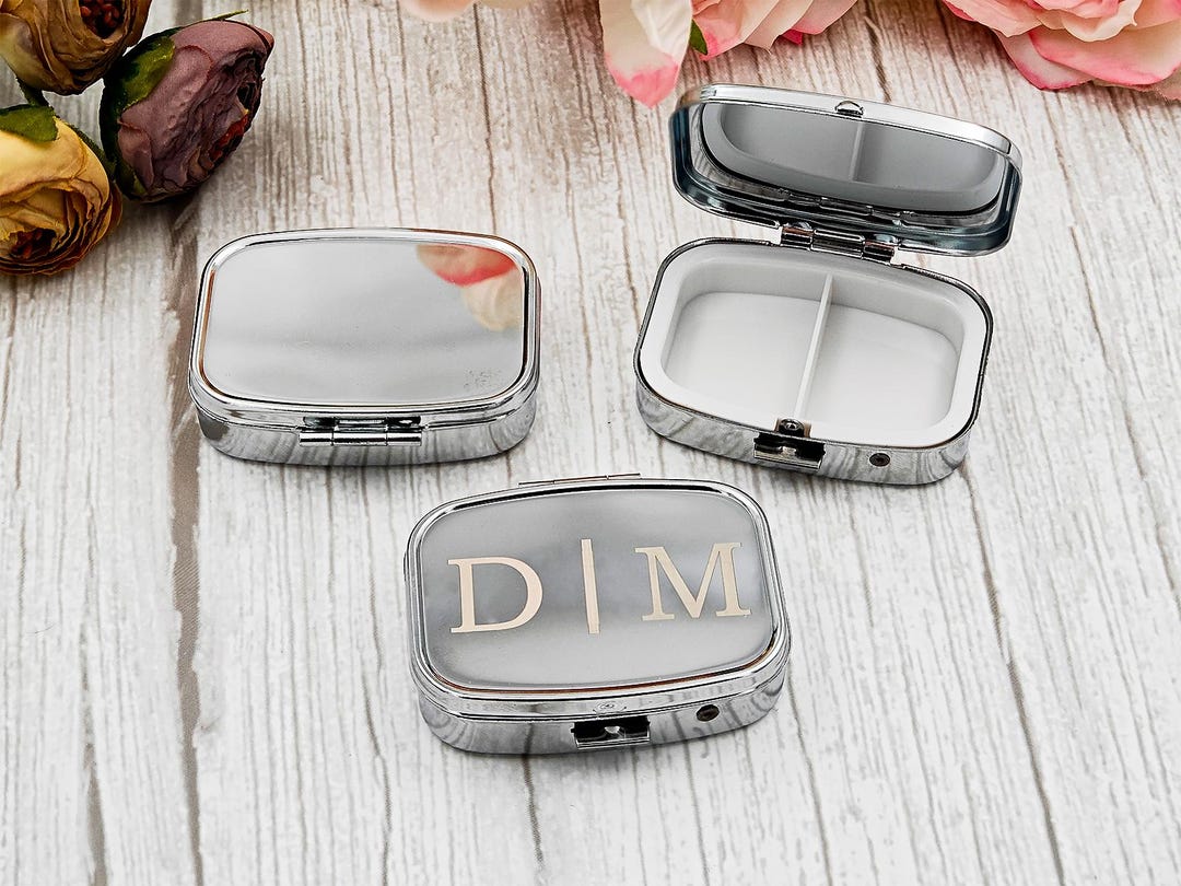 Personalized Square Pill Box | Engraved Metal Medication Case | Daily ...