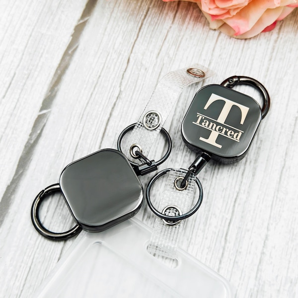 Custom Badge Holder - Metal Keychain, Retractable Steel Cord - Colleague Gift - Teacher Gift, Graduation Season - Office Gift-Colleague Gift