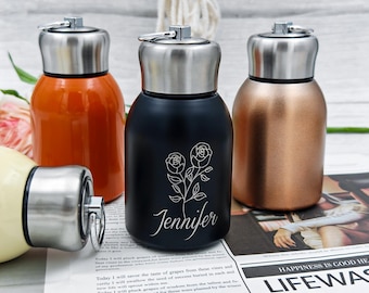 Personalized Stainless Steel Water Bottle - Metal Insulated Mug - Bridesmaid Gift - Wedding Gift - Gift for Her - Wedding Favors
