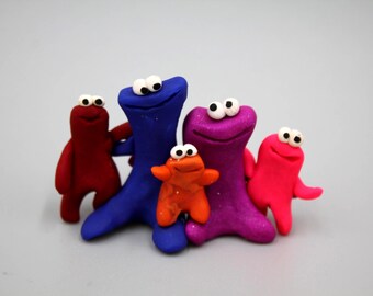 CUSTOM ORDER FAMILY Handmade Baked Clay Goofy Goober Alien Monster Miniature Figure Caricature Customize