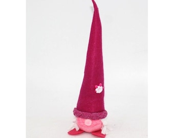 Baby Pink Girl Gnome Plush Handmade Scandinavian Swedish Tomte Hand Stitched