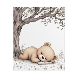 Sleeping Bear Under Tree Drawing