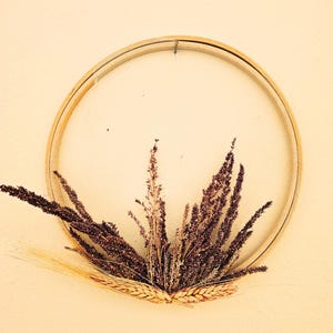 Boho Chic Floral Hoop Wall Art Handcrafted Dried Flower Wreath for Natural Home Decor