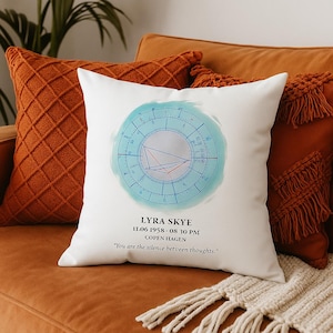 Oreiller de thème astral personnalisé, cadeau astrologique personnalisé d'élément air