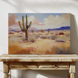 Impression sur toile paysage désertique art mural cactus déco sud-ouest