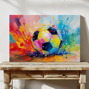Colorful Soccer Ball Painting Canvas Print Sports Art Sports Painting Soccer Art Futbol Art Football Art Soccer Gift