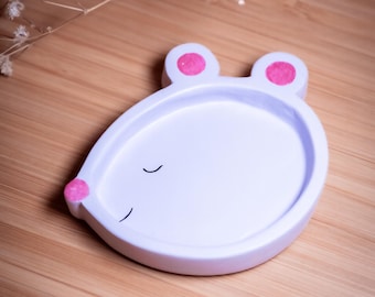 Little Mouse Trinket Dish – Handmade Clay Jewelry Holder, Kawaii Animal Ring Tray, Unique Jewelry Tray, Gift for Her, Cute Small Ring Dish