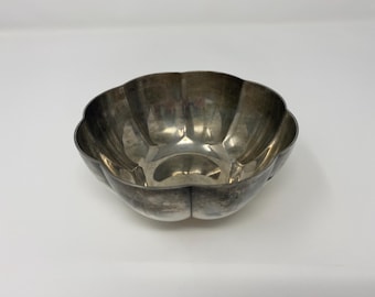 Vintage Christofle France Silver Plated Round Scalloped Serving Bowl Dish