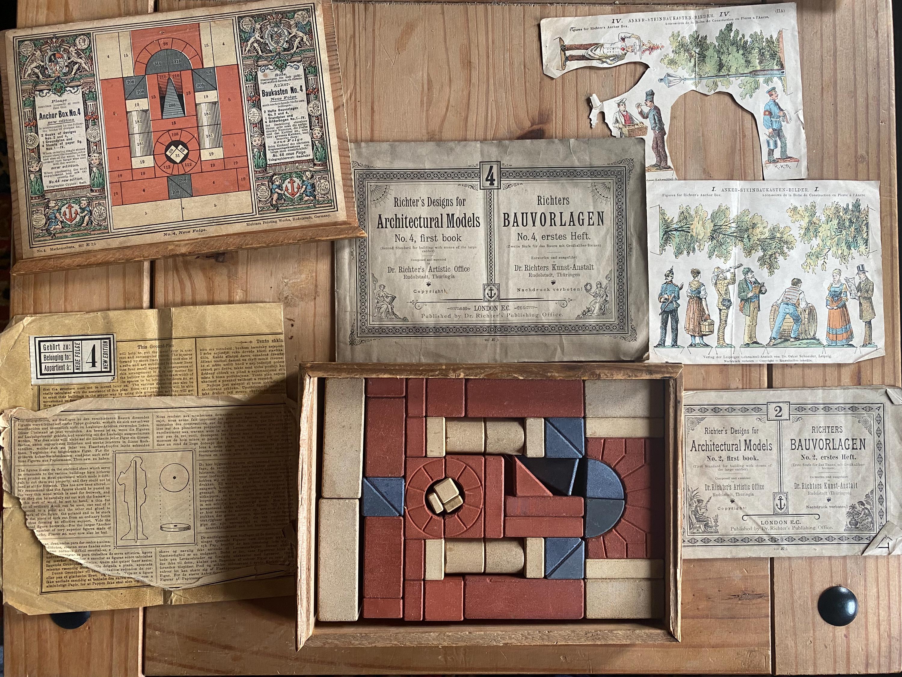Antique 1900 Richter & Co Anchor Stone Building Block Set No.4 New