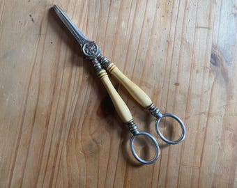 Vintage Grape Scissors Silver Plated with Bone Handle