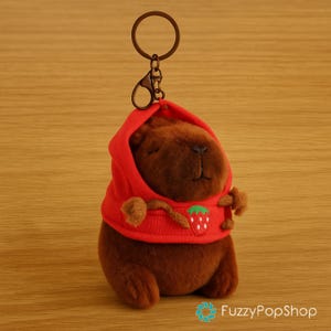 Süßer Capybara Plüsch Schlüsselanhänger – Cartoon Tier Taschenanhänger, Autoanhänger, Schreibtischdekor, Kawaii Puppenaccessoire, Kapila Plüschgeschenk
