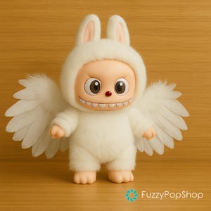 15～17cm人形用天使の羽の服、Labubuアクセサリー、白黒羽の羽、DIYミニドール用衣装、女の子へのギフト