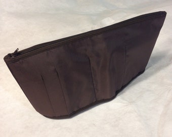 Purse To Go(R) Zip-Ups-Purse organizer insert transfer liner with Zipper(Zippered Pouch) small size-brown color-Pockets inside to organize