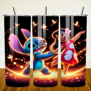 3D Lilo, Angel and Stitch Love Tumbler Wrap, Stitch Tumbler Wrap Sublimation Design PNG, 20oz Skinny Straight & Tapered Lilo Tumbler Wrap