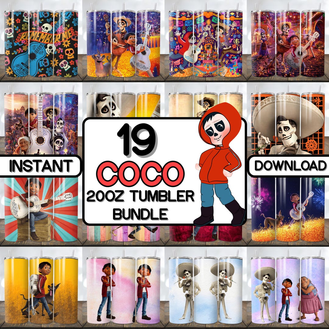 Coco 20oz Tumbler Wrap Bundle | Pixar Coco Digital PNG | Día De Muertos ...