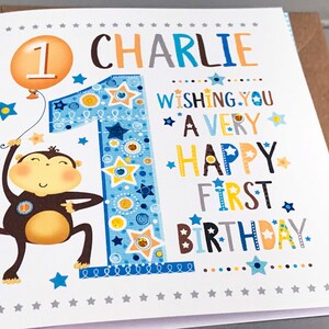 First Happy Birthday Card | Personalised Happy 1st Birthday Card | Boy ...