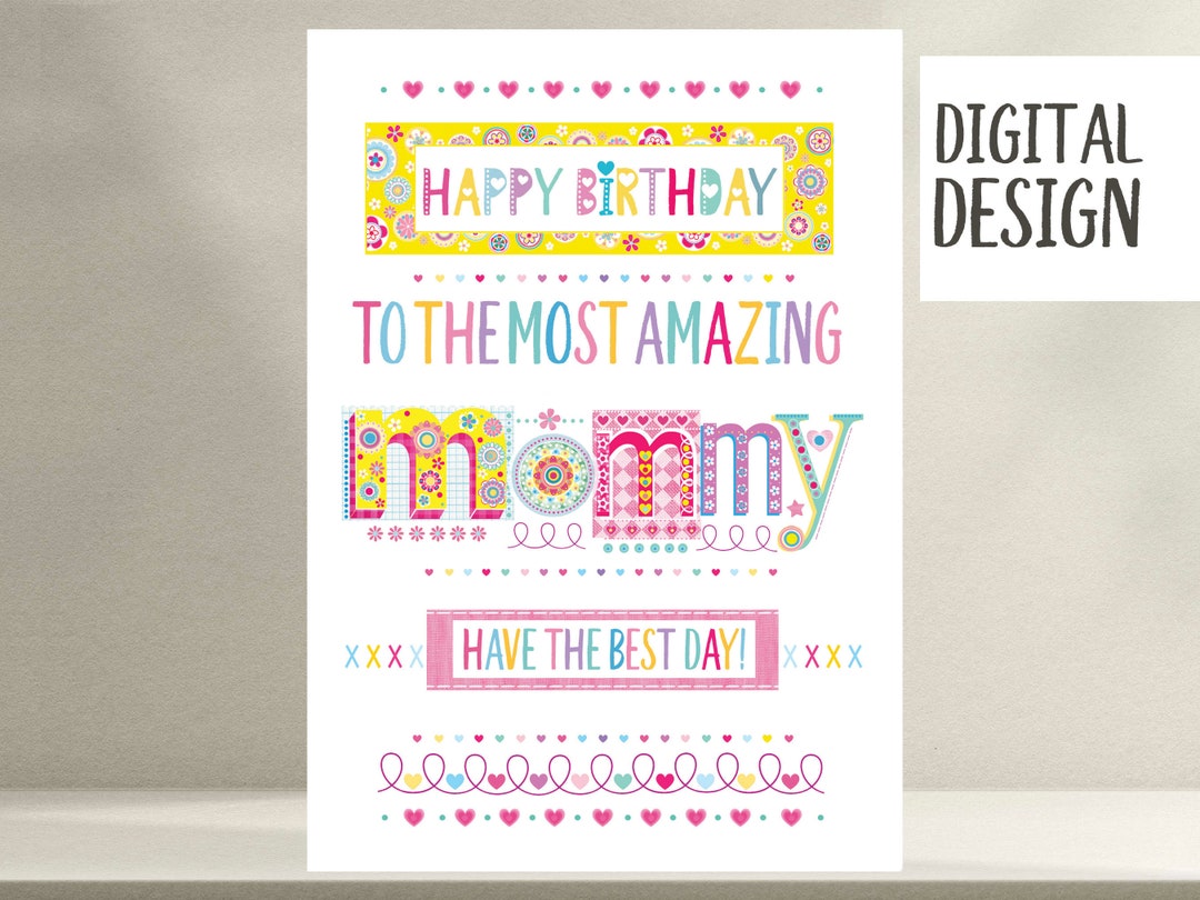 Mommy Birthday Card, Printable, Digital, File Download, Instant Mommy ...