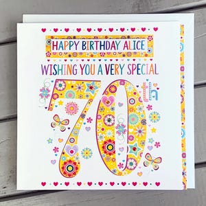 Biglietto di auguri personalizzato per il 70° compleanno per lei / Biglietto di auguri personalizzato per il 70° compleanno con nome / Regalo speciale per donna per il 70° compleanno