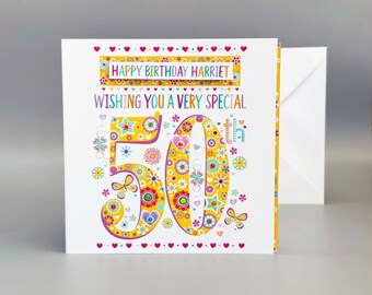 Personalized 50th Birthday Card: Colorful Milestone Design
