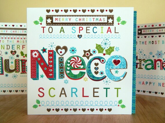 Personnalisé Carte de Noël-FILLE /& FILS EN DROIT-Soeur /& Brother In Law etc