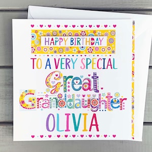 Carte d'anniversaire spéciale arrière-petite-fille, personnalisée, carte souvenir d'anniversaire spéciale à offrir.