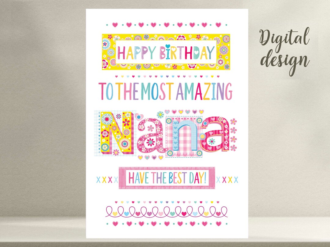 NANA Birthday Card, Print a Nana Birthday Card, Digital, Nana Love You ...