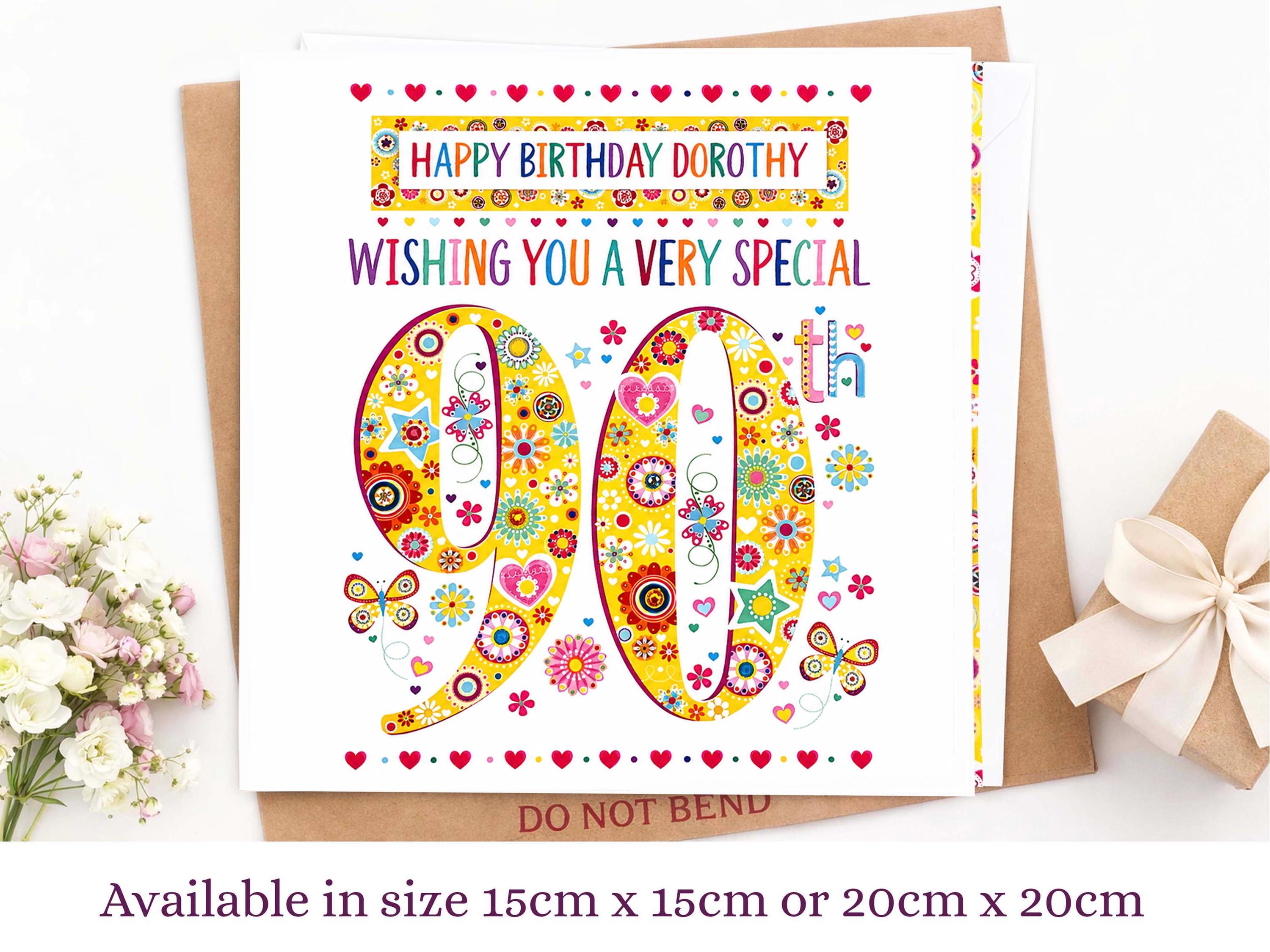 Personalized 90th Birthday Card: Diamante Gem, Modern Design