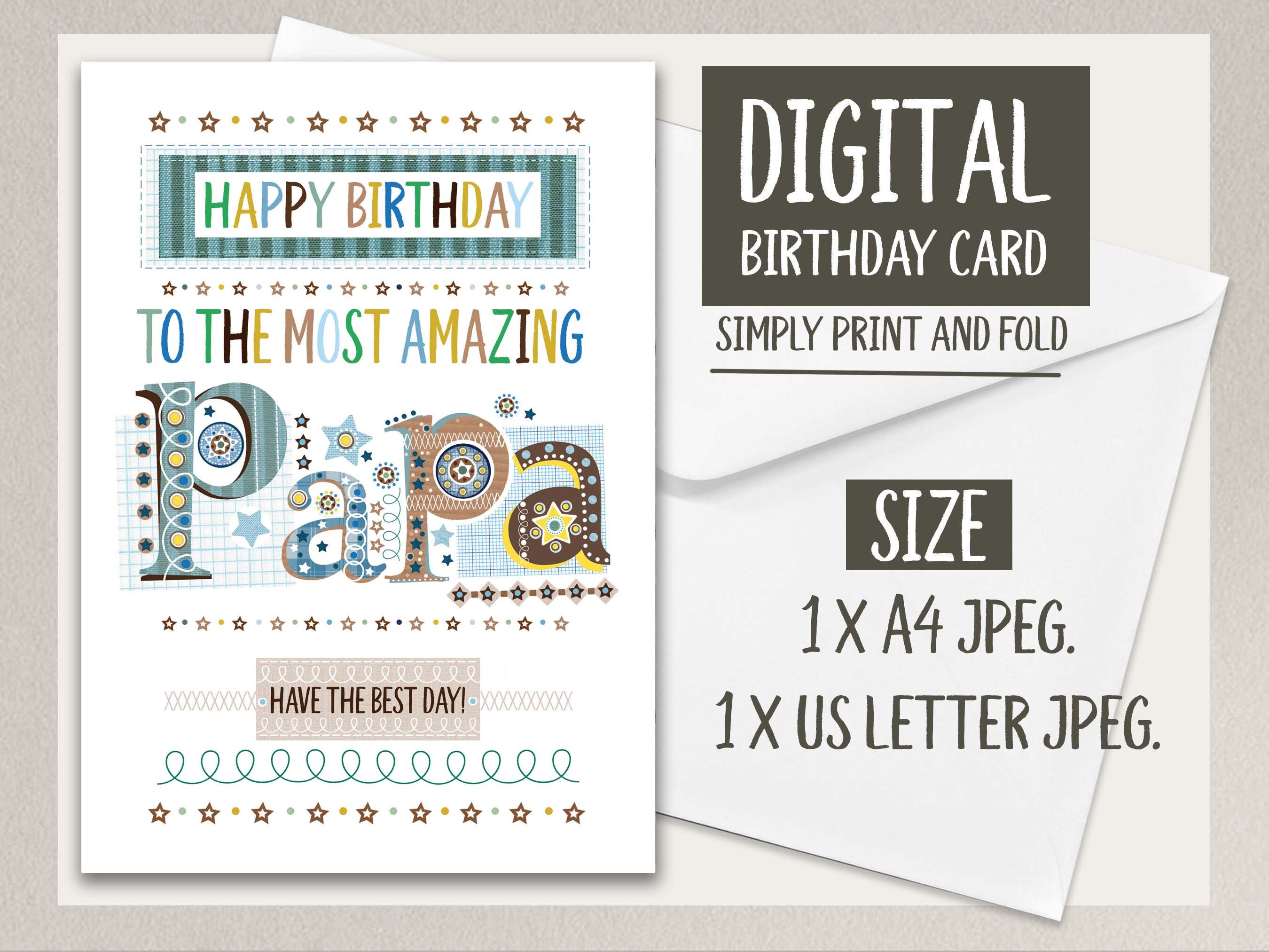 Papa BIRTHDAY Card, Birthday Card for Papa, Printable Birthday Card for ...