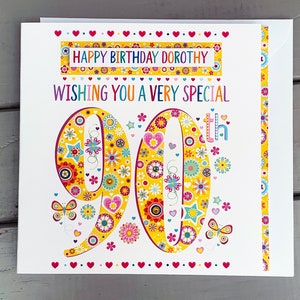Biglietto di auguri personalizzato per il 90° compleanno / Biglietto di auguri fatto a mano per il 90° compleanno con nome / Regalo speciale per il 90° compleanno / Biglietto personalizzato per 90 anni