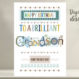 Grandson BIRTHDAY Card, Birthday Card for Grandson, Printable Birthday ...