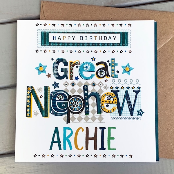 Great Nephew Happy Birthday Card | Personalised Great Nephew Birthday Card | Happy Birthday to Great Nephew  | Great Nephew Birthday gift