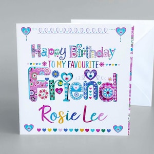 Personalisierte Bester Freund Geburtstagskarte | Erinnerungskarte mit Name | Benutzerdefinierte Nachricht | Handgemachtes Geschenk für Sie Vicky Jones Design