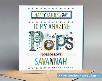 Personalised Pops Father’s Day Card | from Kids | Handmade in the UK | Send Direct