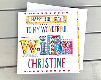 Personalised Birthday Card for Wife | Birthday Card for Wife from Husband | Custom Wife Birthday Card | Handmade Wife Card