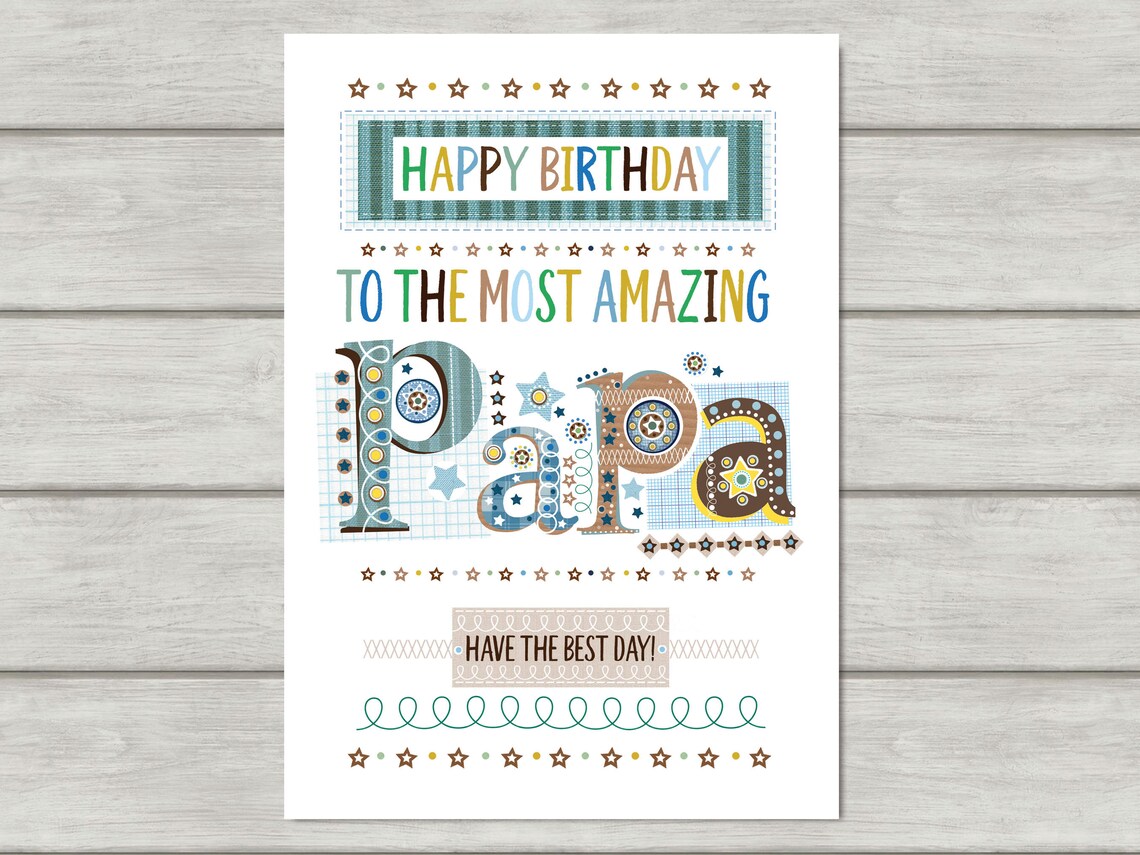 Papa BIRTHDAY Card Birthday Card for Papa Printable Birthday - Etsy