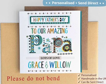 Papa Father’s Day Card | Personalised from Kids | Handmade in the UK | Send Direct