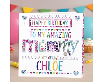 Personalised Mummy Birthday Card – Handmade & Beautifully Embellished