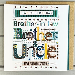 Tarjeta de cumpleaños para hermano, cuñado, tío, tarjetas de cumpleaños especiales para cuñado, hermano y tío para cumpleaños