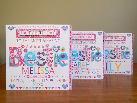 BESTIE/_BEST MATE/_FRIEND PERSONALISED BIRTHDAY CARD Free 1st Class Post