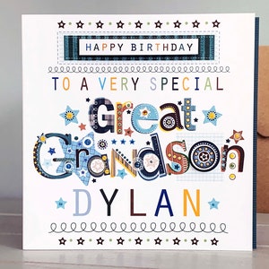 Great Grandson Birthday Card Personalised. Special Greeting Card ...