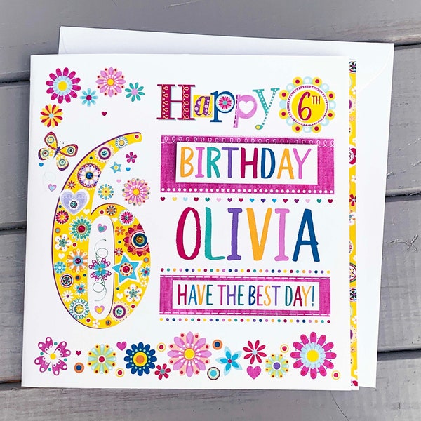 6th Birthday Card for Girls - Etsy