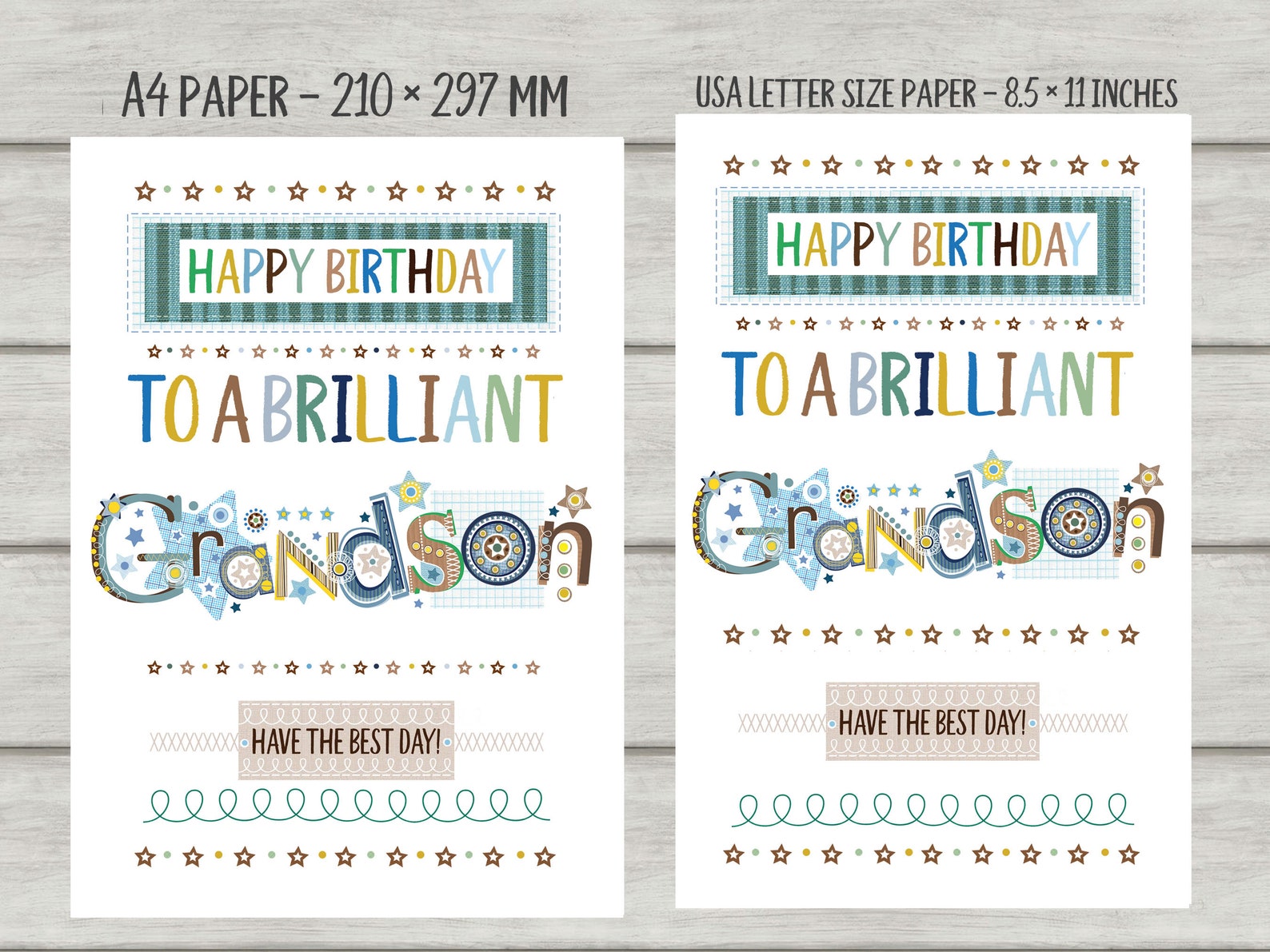 Grandson BIRTHDAY Card Birthday Card for Grandson Printable | Etsy