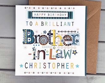 Carte d'anniversaire de beau-frère personnalisée, carte spéciale joyeux anniversaire faite pour beau-frère