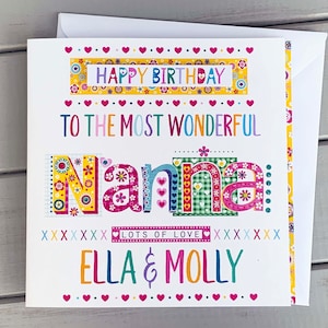 Verjaardagskaart voor Nanna, gepersonaliseerde kaart gemaakt voor speciale Nanna, idee verjaardagscadeau
