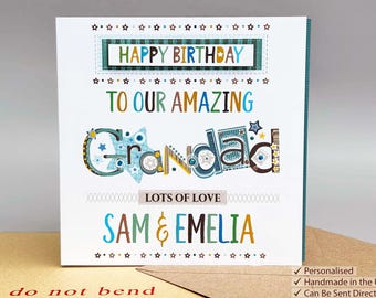 Personalised Grandad Birthday Card – Handmade Keepsake, can send direct